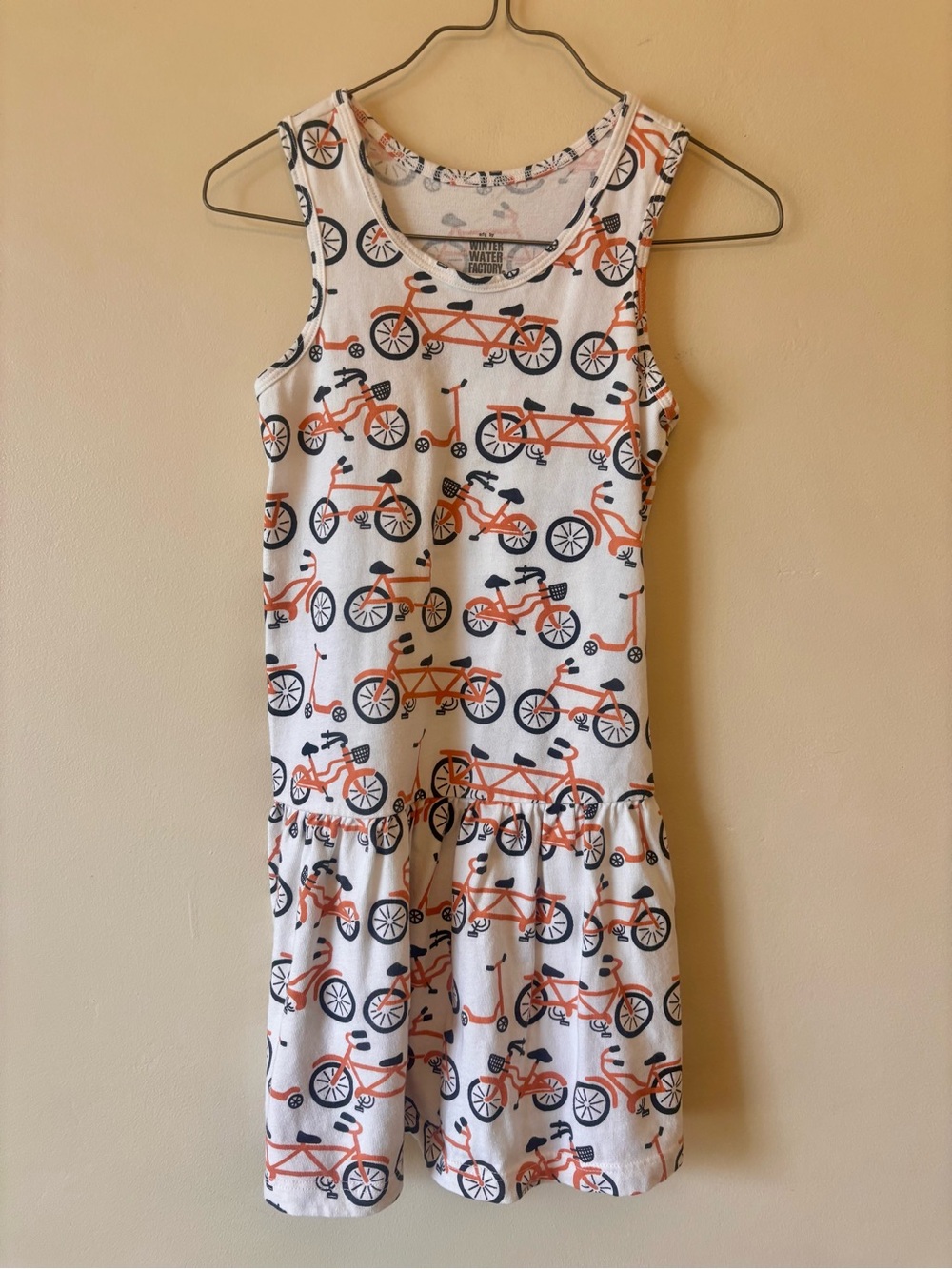 Winter Water Factory Organic Cotton Bicycle Print dress Size 6 sleeveless Girls